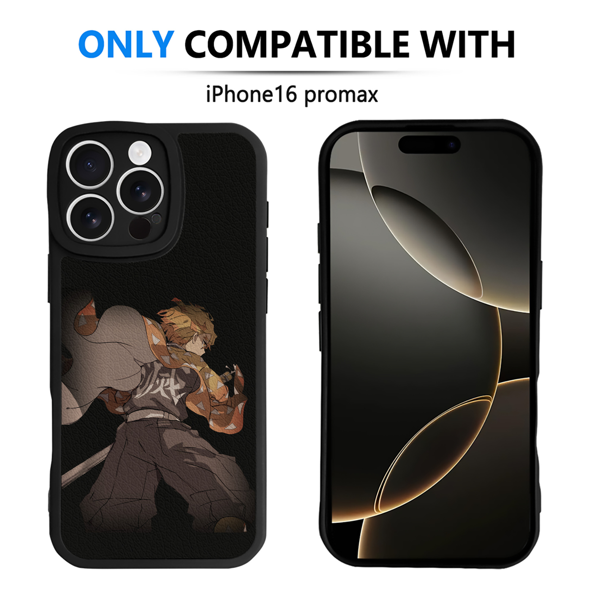 （画像用） 鬼滅の刃（きめつのやいば）我妻 善逸／あがつま ぜんいつ Agatsuma Zenitsu 【iPhone 16シリーズ対応】シリコンスマホケース（レザー調） 材質：シリコン